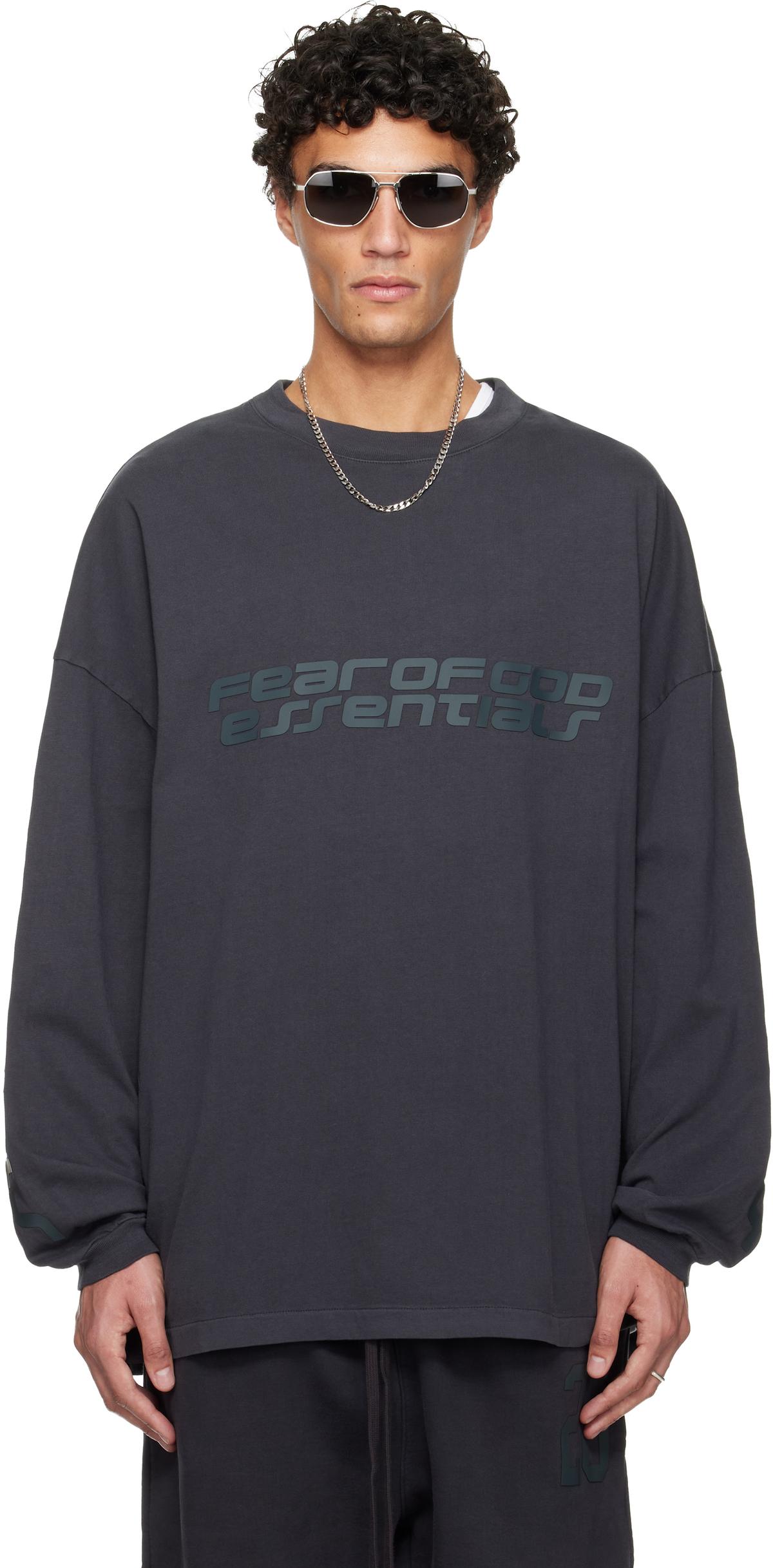FEAR OF GOD ESSENTIALS Gray Holiday 90s Long Sleeve T-shirt