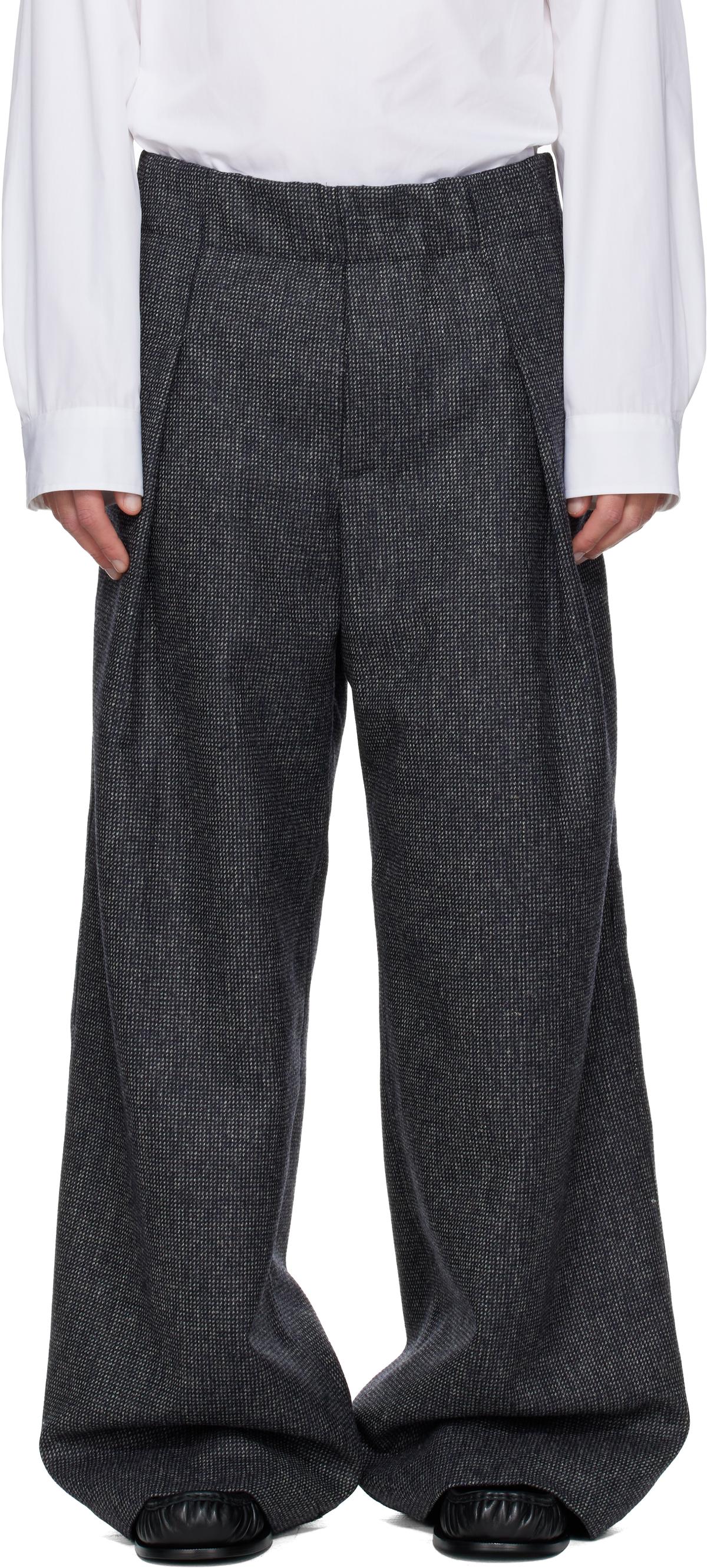Dries Van Noten Navy Wool Trousers