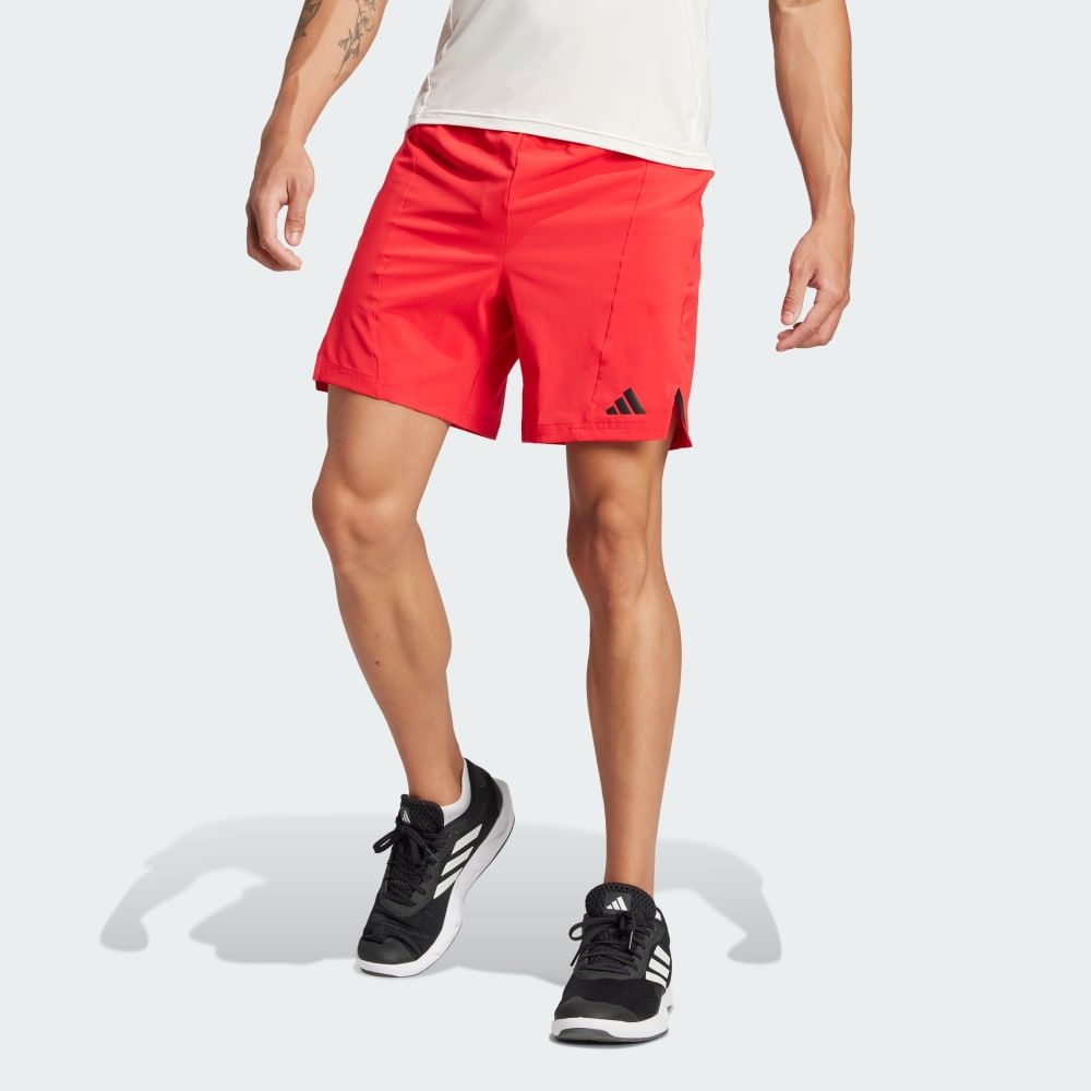 adidas Designed for Training Workout Shorts on flat lay, showing clean construction and functional cut for gym training