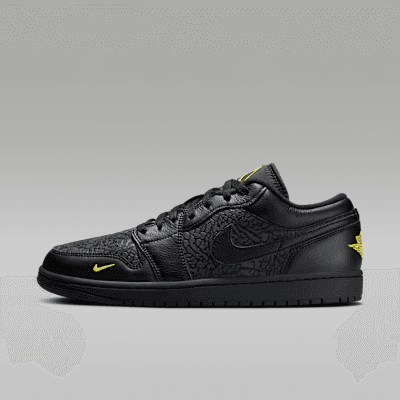 Air Jordan 1 Low SE in Black/Anthracite with Tour Yellow Swoosh and midsole accent
