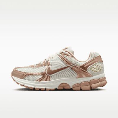 Nike Zoom Vomero 5 in Sail and Rose Gold colorway showing the full lateral profile with visible Zoom Air cushioning and metallic rose gold accents