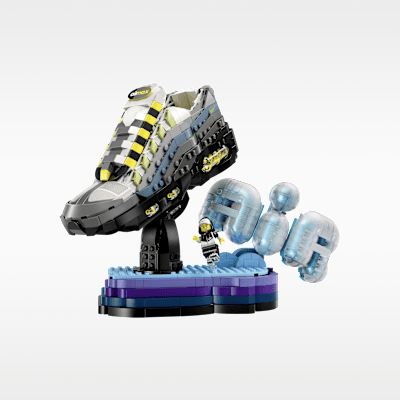 Nike Air Max 95 x LEGO Set in Grey/Multi-Color with exclusive LEGO minifigure, featuring the iconic Air Max 95 silhouette integrated into a building kit experience