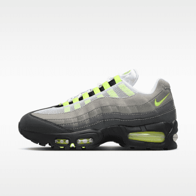Nike Air Max 95 Big Bubble Women's in Black/Anthracite/Light Graphite with Neon Yellow accents, showcasing enlarged bubble midsole modules and segmented upper design
